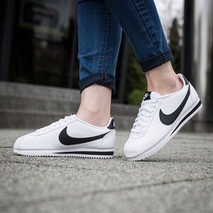 Nike Classic White and Black Cortez Sneakers